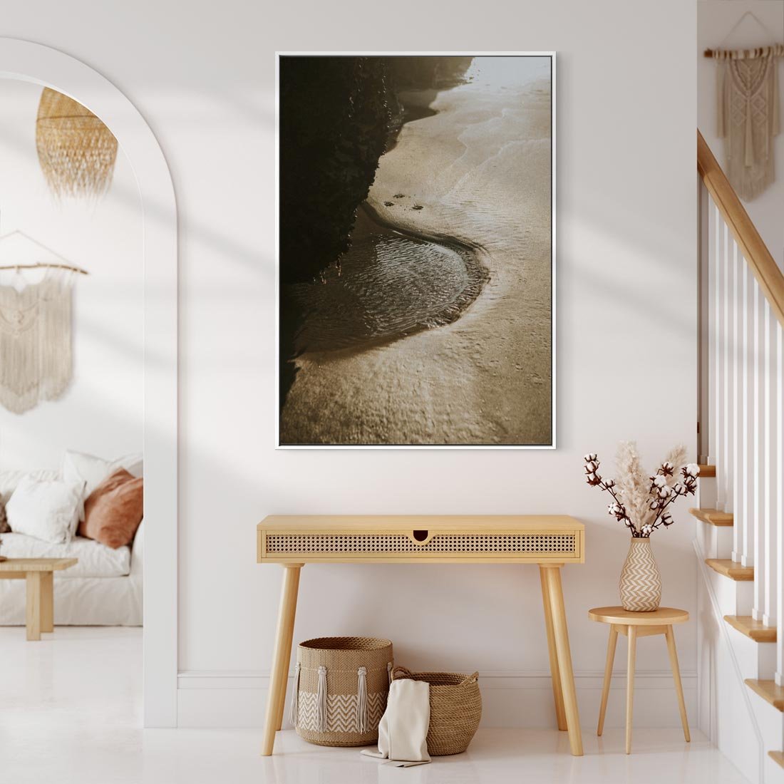 Obraz w ramie 80x120 - Relaksujący Raj - plaża, morze - rama biała