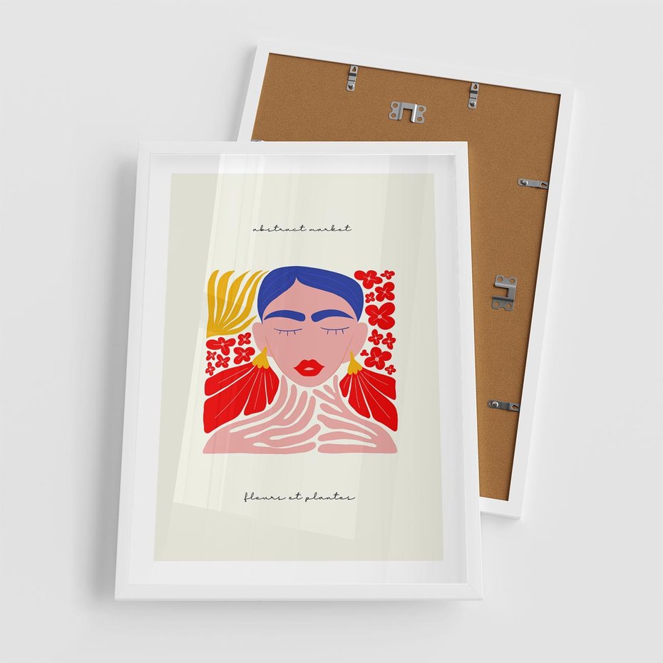 Plakat w ramie 50x70 - Bezgraniczne Rytmy - kobieta, sztuka abstrakcyjna - rama biała