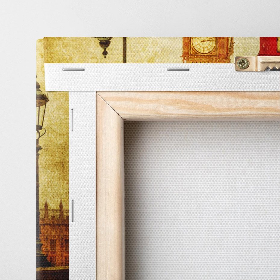 Obraz na płótnie 80x80 - Ikoniczna budka telefoniczna w Londynie - sepia, budka