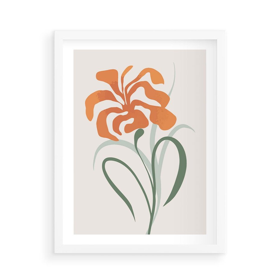 Plakat w ramie 50x70 - Kwiatowe Harmonie - kwiat, sztuka nowoczesna - rama biała