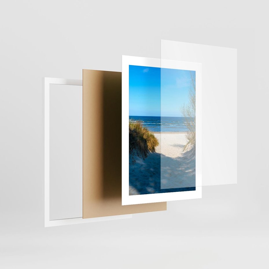 Plakat w ramie 30x40 - Spokój nad brzegiem morza - plaża, morze - rama biała