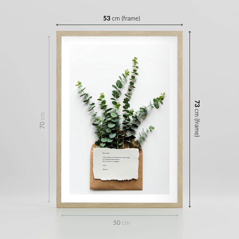 Plakat w ramie 50x70 - Eukaliptusowa harmonia - eukaliptus, liście - rama drewno