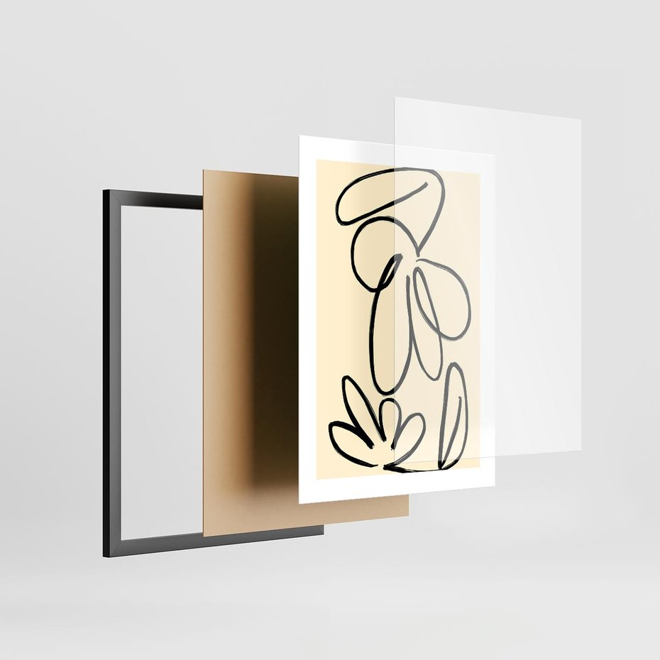 Plakat w ramie 30x40 - Złamane Granice - abstrakcyjna sztuka, przypominająca kwiat - rama czarna