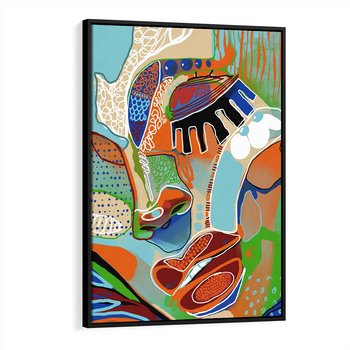 Obraz w ramie 50x70 - Wibracje Kształtów - abstrakcyjny portret kobiety, twarz - rama czarna