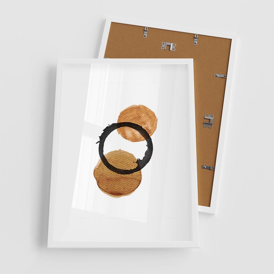 Plakat w ramie 50x70 - Japandi Geometria: Minimalistyczna Grafika - japońska sztuka, geometria - rama biała