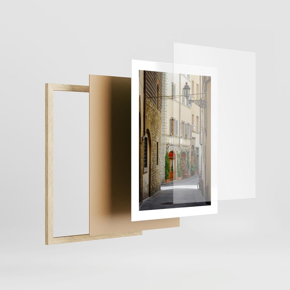 Plakat w ramie 30x40 - Uliczka: perspektywa miejskiego krajobrazu - uliczka, perspektywa - rama drewno