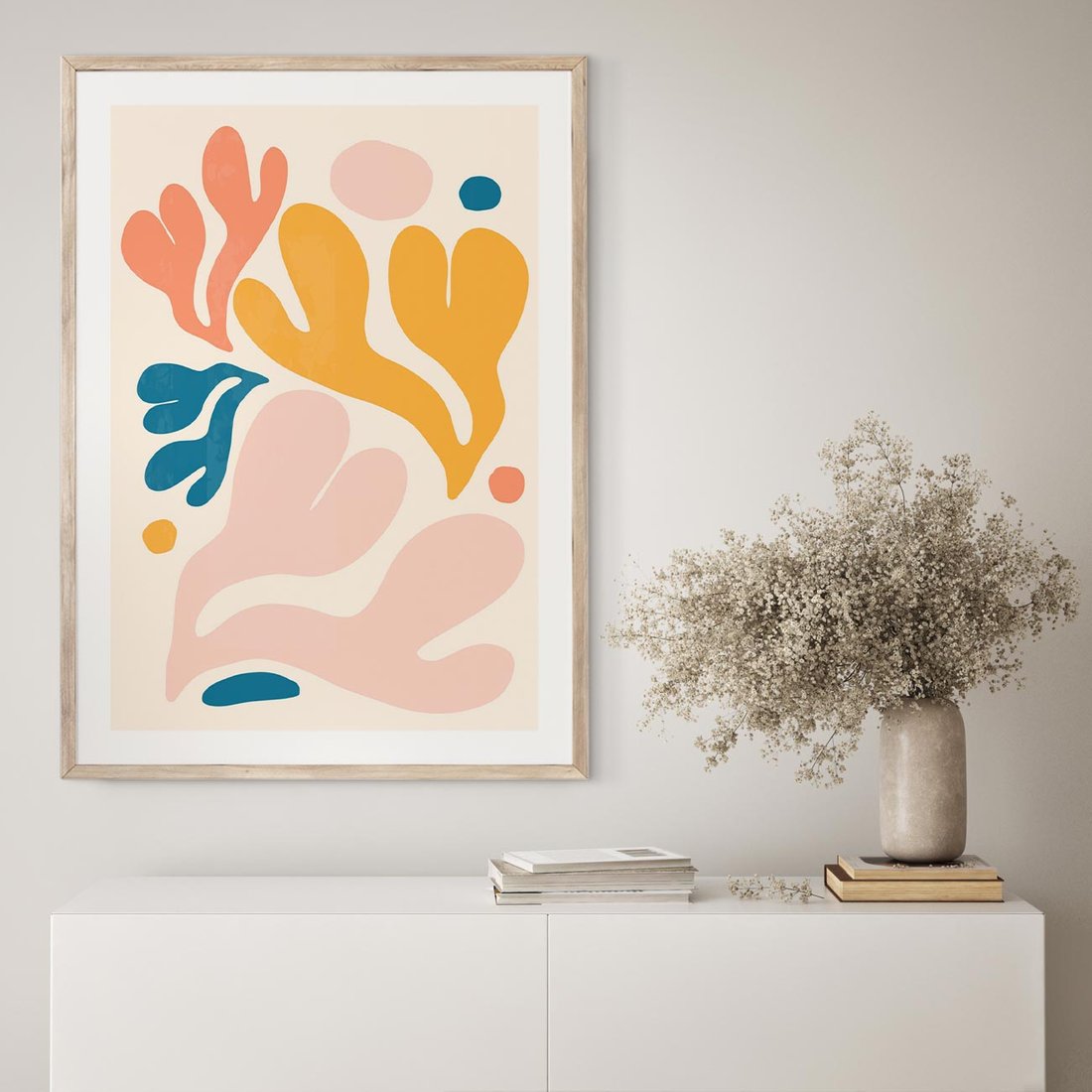 Plakat w ramie 50x70 - Granice Inspiracji - abstrakcyjne dziwne formy, nowoczesny plakat - rama drewno