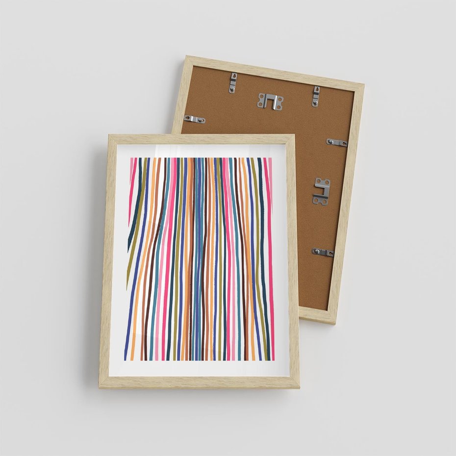 Plakat w ramie 30x40 - Energetyczne Nurtujące - kolorowe wzory, tęczowe żywe kolory - rama drewno