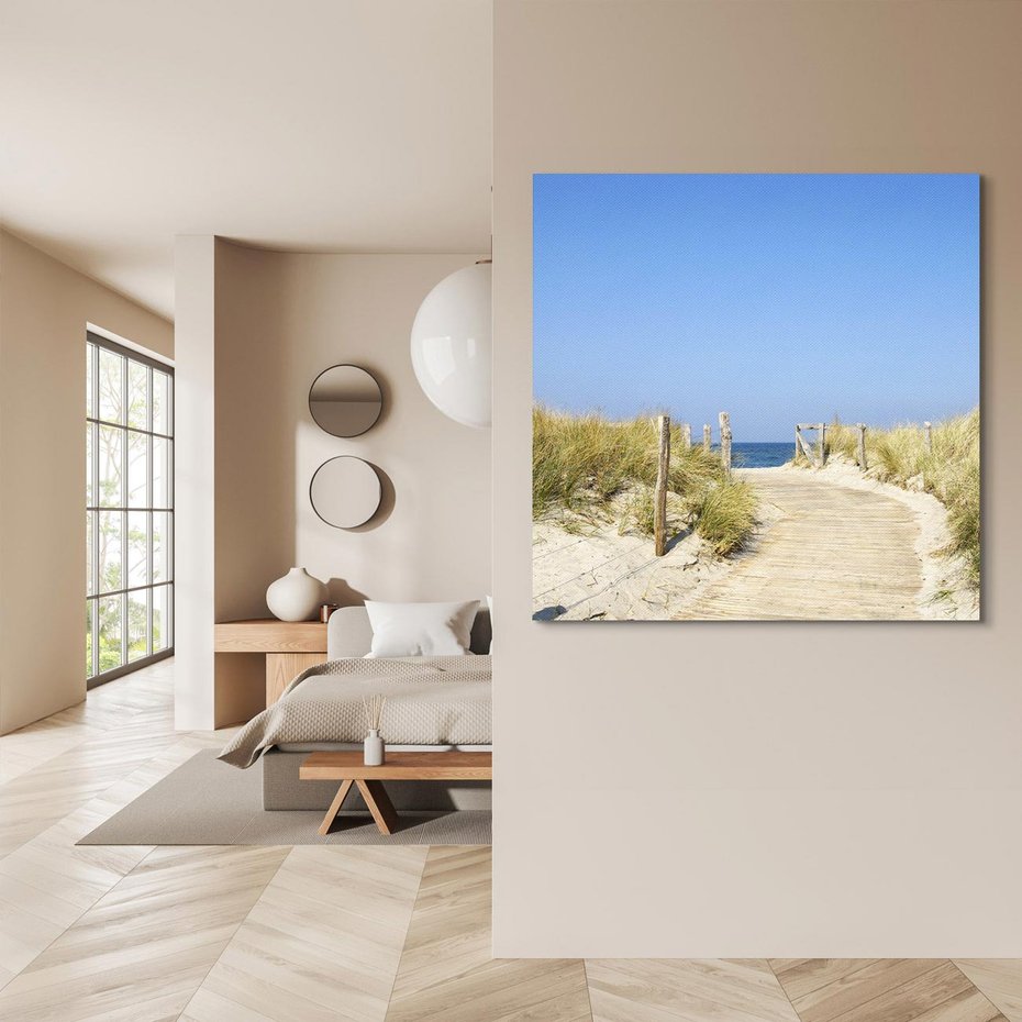 Obraz na płótnie 80x80 - Plaża: magia morza i wydm - plaża, morze