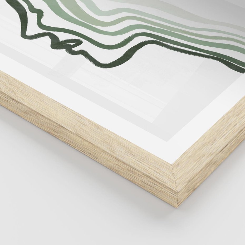 Plakat w ramie 30x40 - Zielony Profil - abstrakcja, zielony portret z profilu - rama drewno