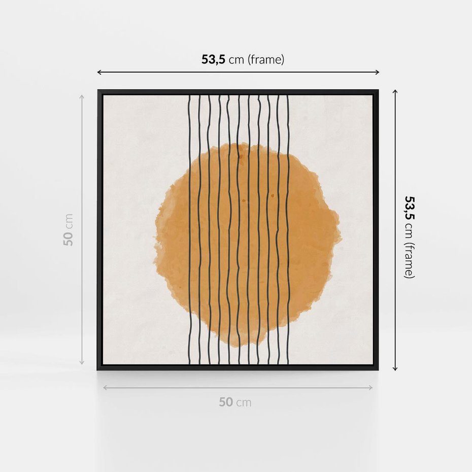 Obraz w ramie 50x50 - Taniec Emocji - abstrakcyjne akwarelowe plamy, nieregularne kreski - rama czarna