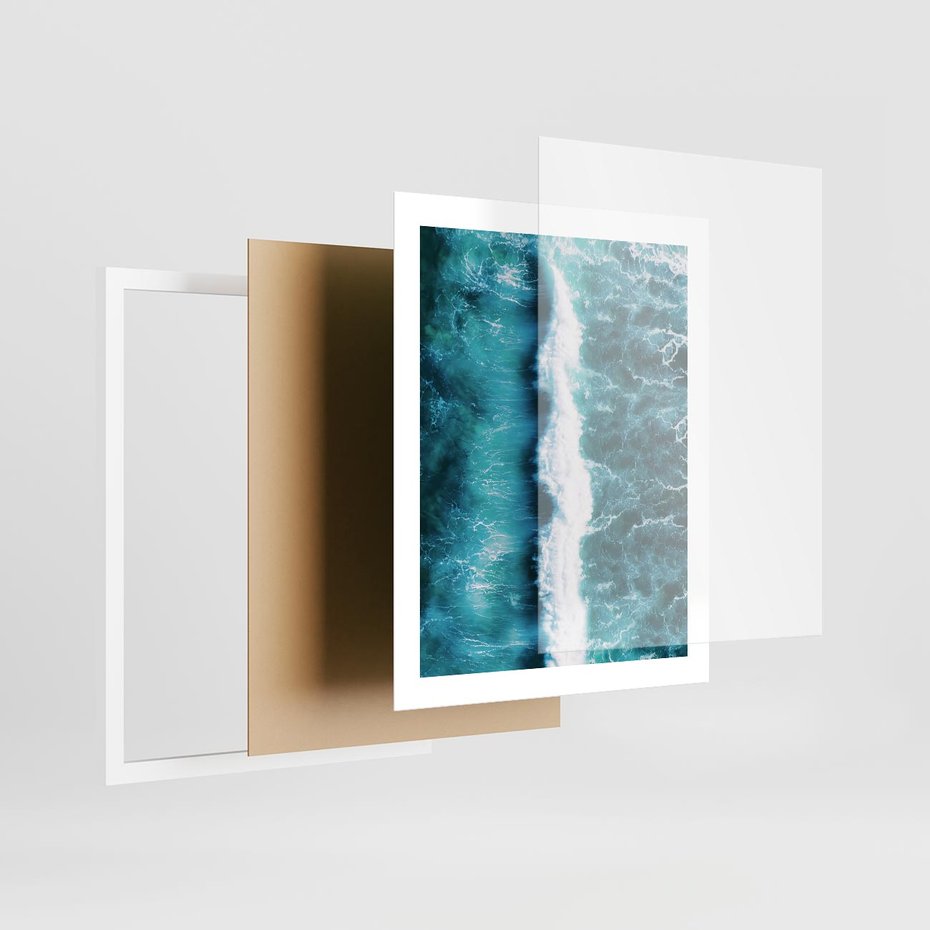 Plakat w ramie 40x50 - Błękitna Siła Oceanu - fale, ocean - rama biała