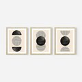 Zestaw obrazy w ramie 50x70 galeria - Geometryczne, grafiki, czarno, biały - rama drewno
