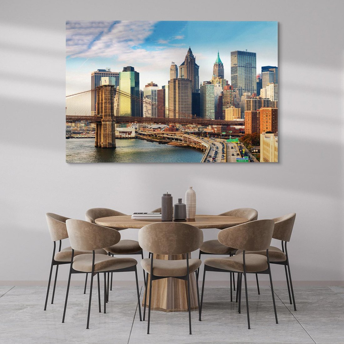 Obraz na płótnie 120x80 - Manhattan o zmroku - Nowy Jork, Manhattan