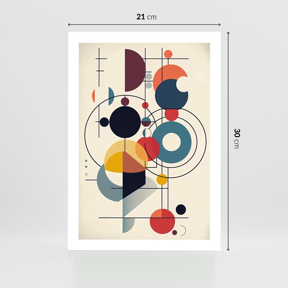 Plakat bez ramy 21x30 - Rozbijające Barwne Granice - abstrakcyjna geometryczna kompozycja, koła linie