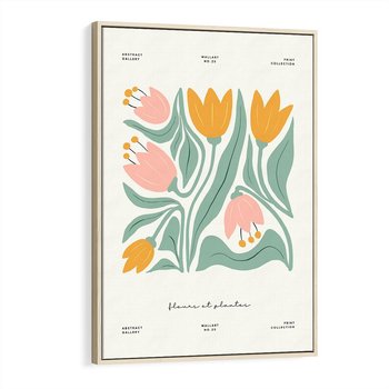 Obraz w ramie 70x100 - Tajemnicza Aura - kwiaty, nowoczesna abstrakcja - rama drewno