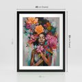 Plakat w ramie 40x50 - Z Głową w Kwiatach - obraz olejny, sztuka nowoczesna - rama czarna
