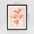 Plakat w ramie 40x50 - Przenikające Kształty - minimalistyczny plakat, pudrowe kwiaty - rama czarna