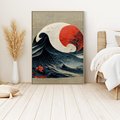 Obraz w ramie 50x70 - Requiem dla marzeń - sztuka japońska, fale oceanu - rama drewno