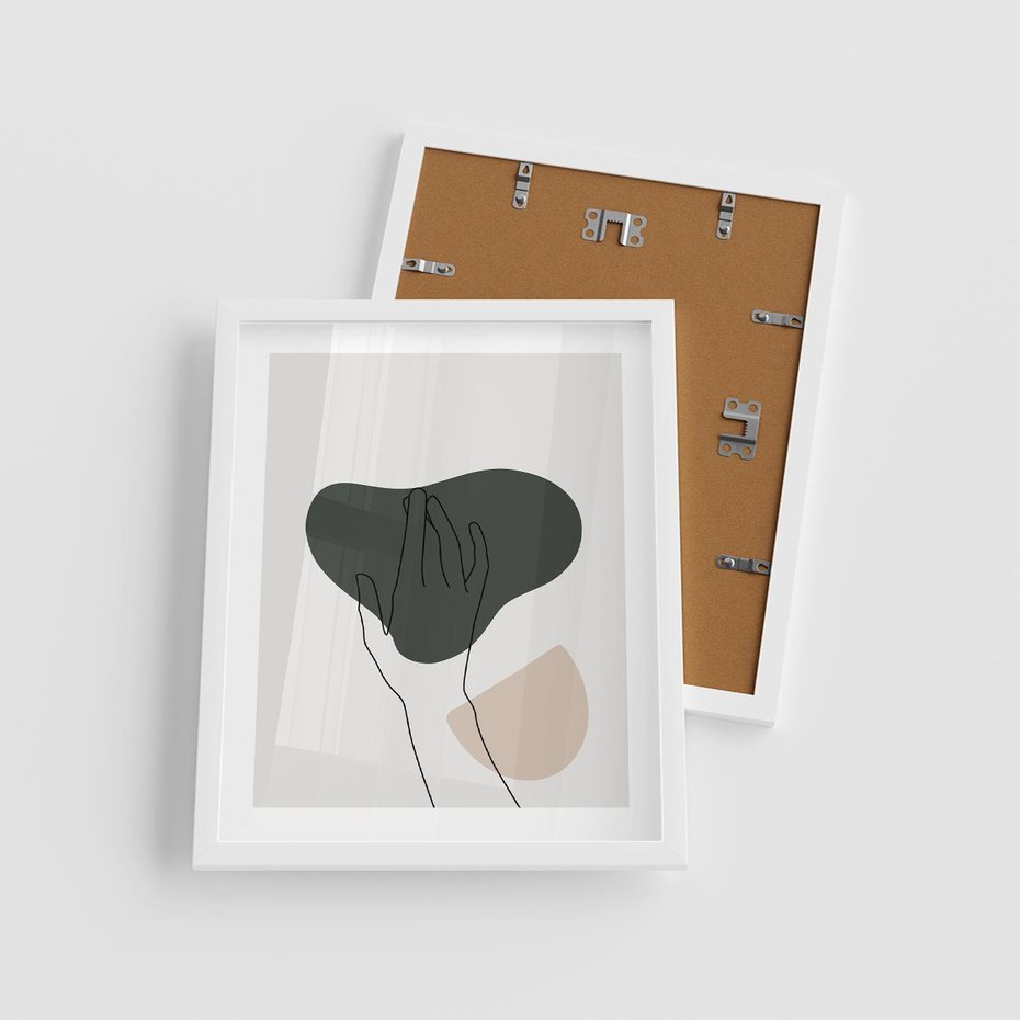 Plakat w ramie 40x50 - Bezczasowe Echo - szkic jedną linią, one line - rama biała