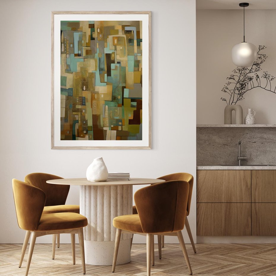 Plakat w ramie 30x40 - Kolorowe Wyobrażenia - abstrakcyjny obraz, mnogość kolorów - rama drewno