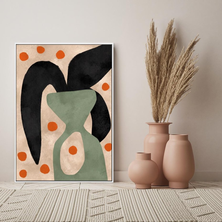 Obraz w ramie 80x120 - Impresje Boho - abstrakcyjny obraz, plakat - rama biała