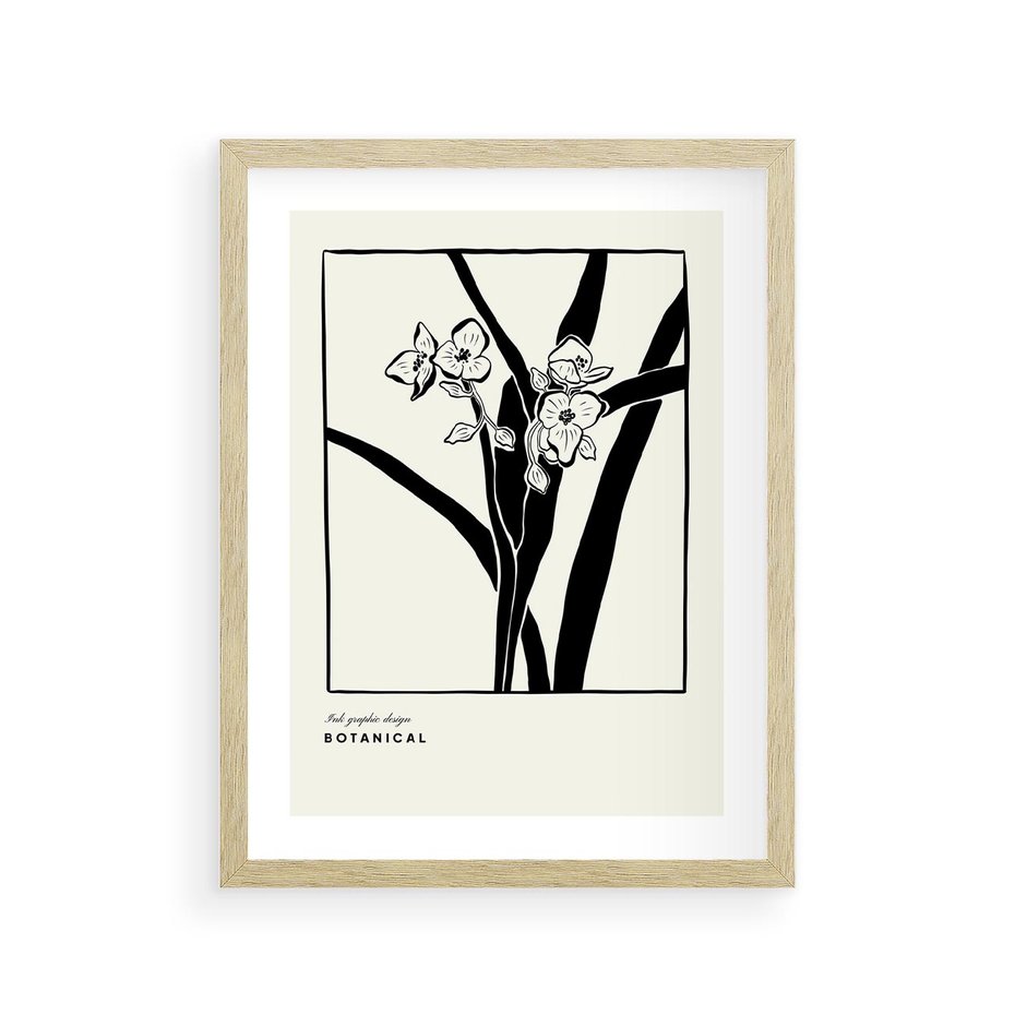 Plakat w ramie 30x40 - Symfonia kwiatowej ekspresji - kwiat, grafika - rama drewno