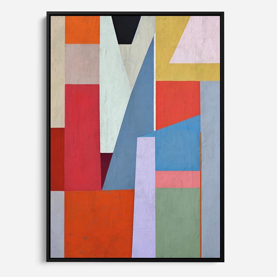 Obraz w ramie 50x70 - Migotliwe Nastroje Kształtów - różne geometryczne formy, olejny obraz - rama czarna