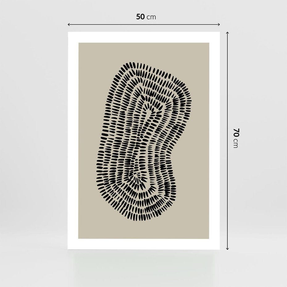 Plakat bez ramy 50x70 - Nowoczesne Odbicia Wnętrza - boho plakat, czarne kropki kreski