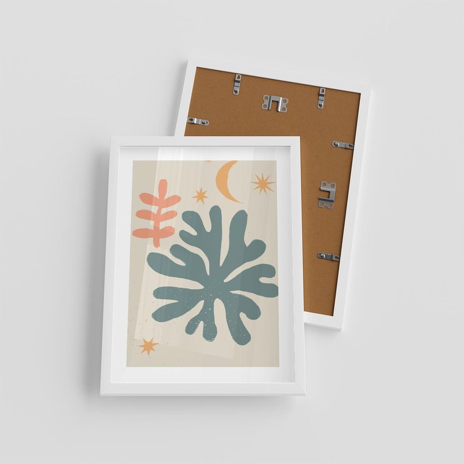 Plakat w ramie 30x40 - Rozbłysk Emanacji - boho formy, kształty - rama biała