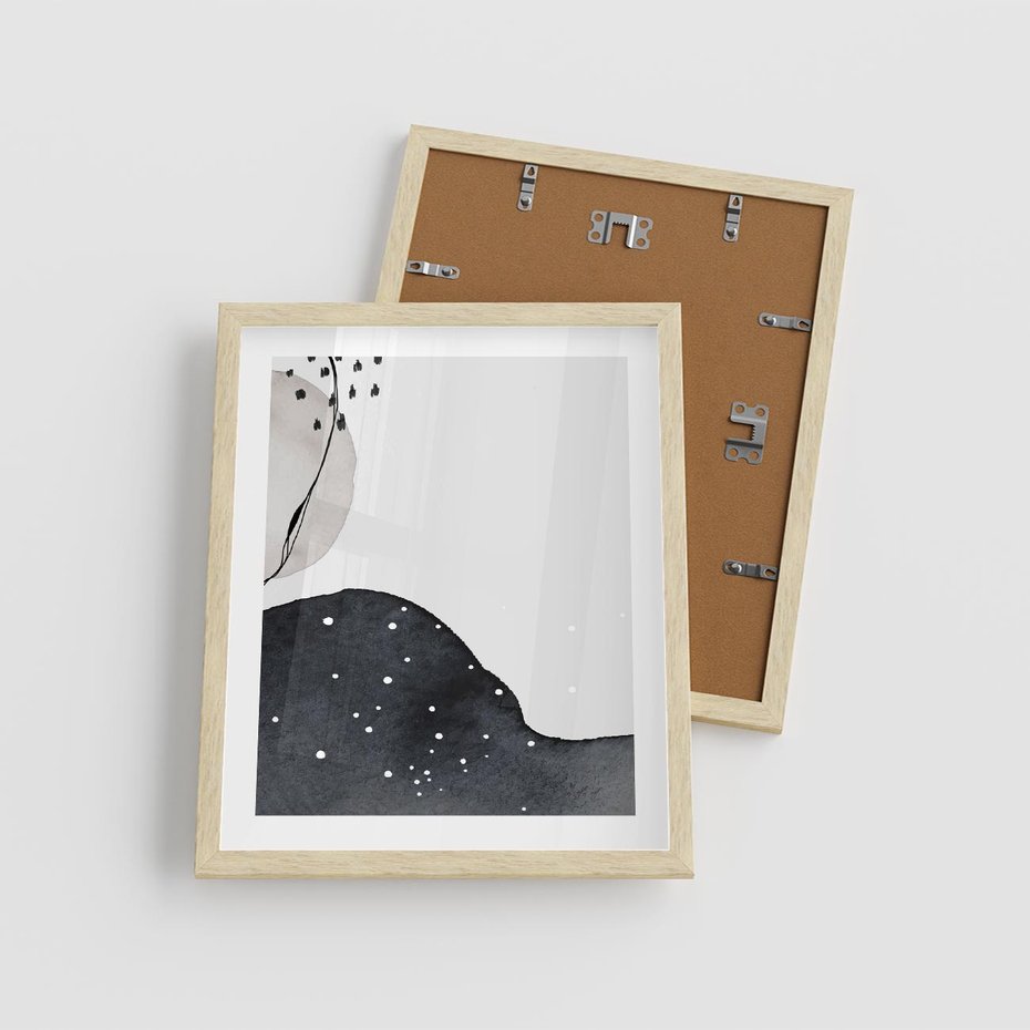 Plakat w ramie 40x50 - Szara Abstrakcja - abstrakcja, akwarela - rama drewno