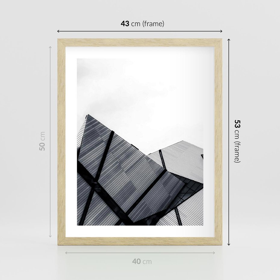 Plakat w ramie 40x50 - Nowoczesna Metropolia - architektura, proste linie - rama drewno
