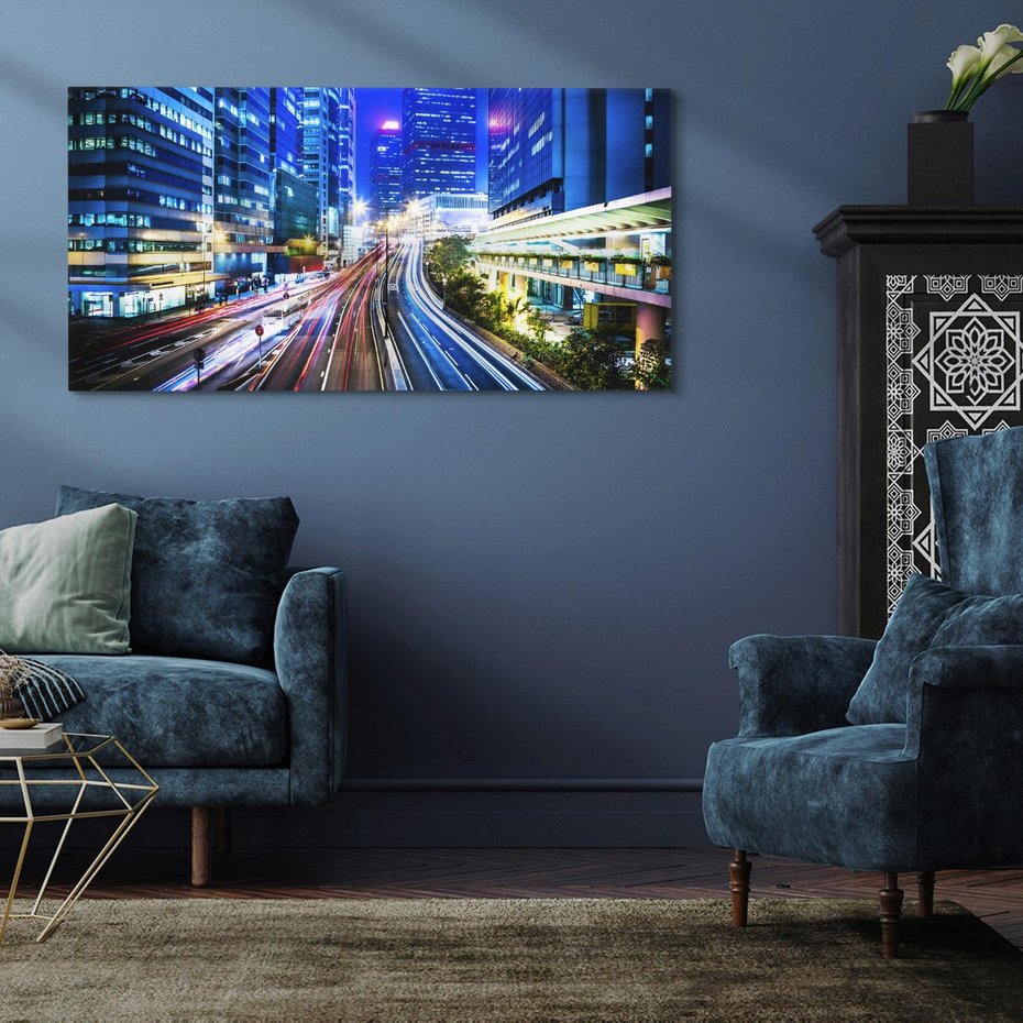 Obraz na płótnie 120x60 - Nocne Światła Miasta - noc, miasto