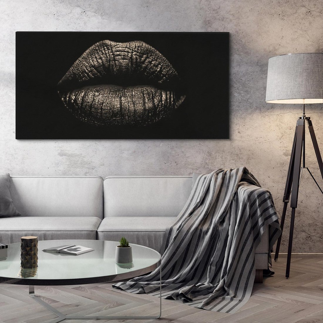 Obraz na płótnie 100x50 - Usta Czarno-Białe - usta, czarno