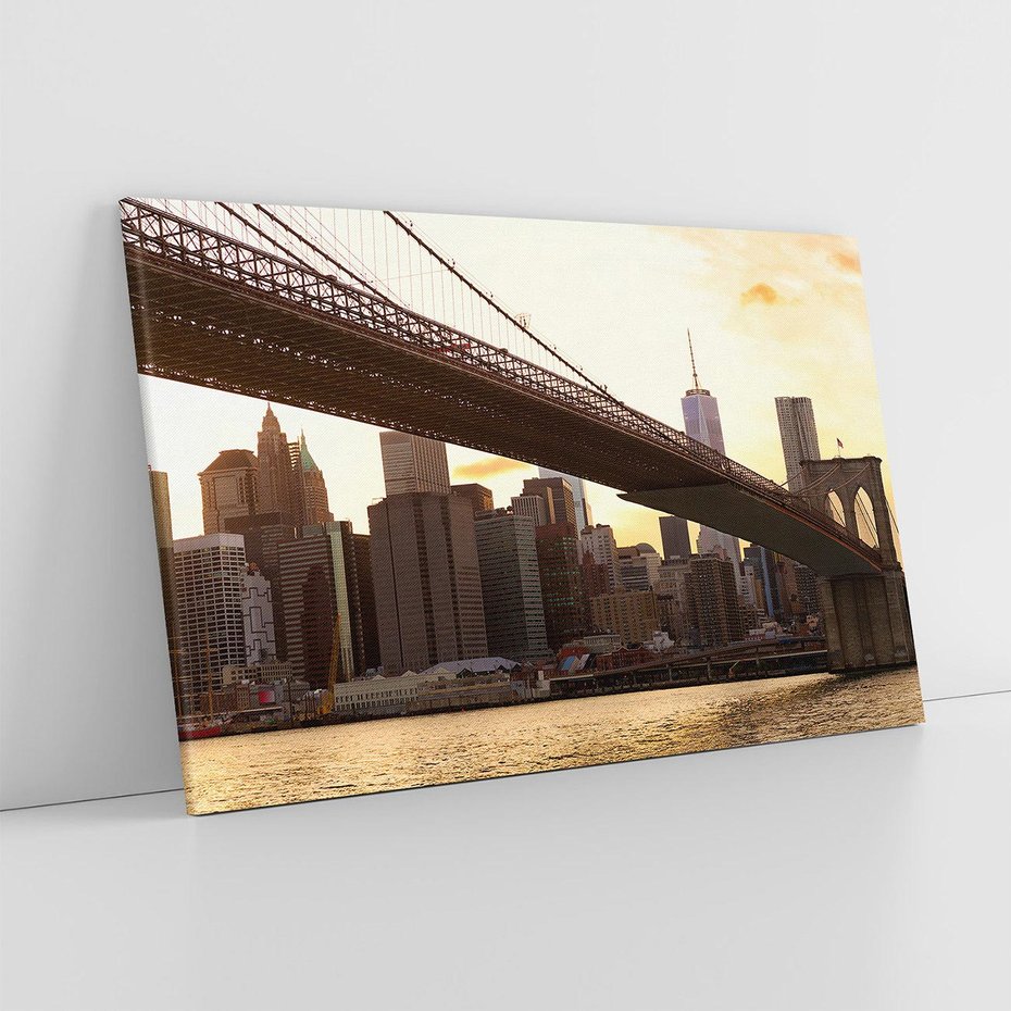 Obraz na płótnie 120x80 - ikoniczna panorama Nowego Jorku - most, Nowy Jork