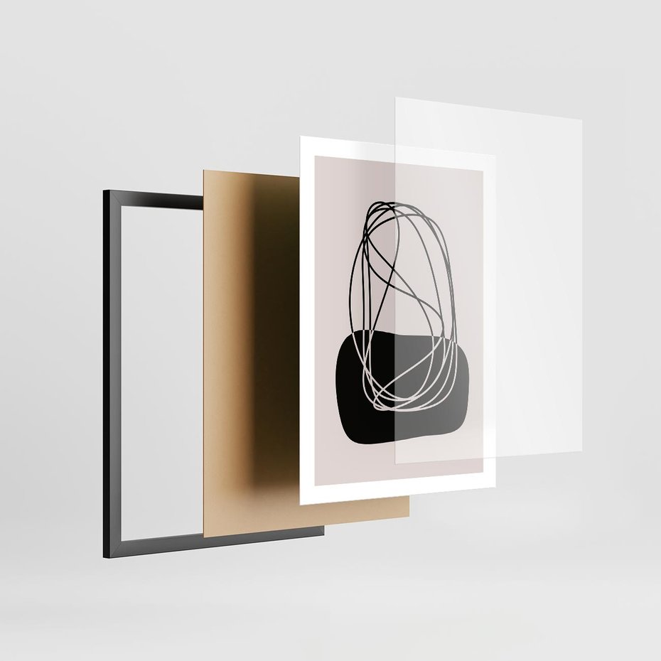 Plakat w ramie 50x70 - Linie Eksploracji - abstrakcyjne szkicowane linie, minimalizm - rama czarna