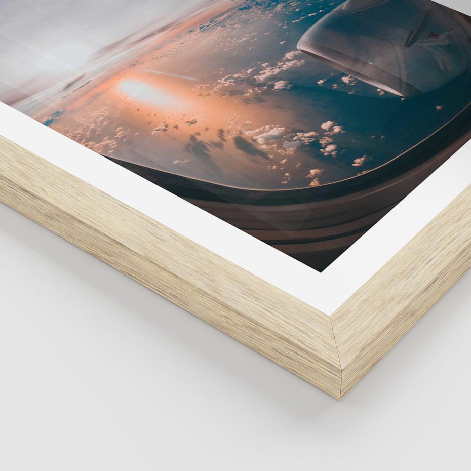 Plakat w ramie 40x50 - Widok z Góry - fotografia, zdjecie z okna samolotu - rama drewno