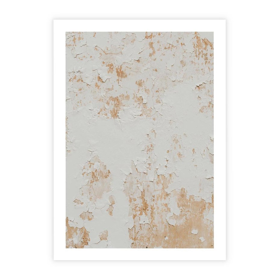 Plakat bez ramy 50x70 - Beżowa Ściana z Łuszczącą Się Farbą - stara ściana, beżowa
