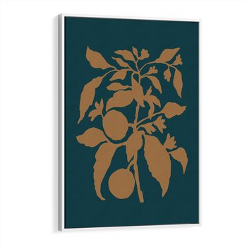 Obraz w ramie 70x100 - Boho Ekspresja Emocji - abstrakcyjna boho grafika, ciemne zielone tłó - rama biała