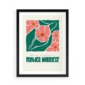 Plakat w ramie 50x70 - Retro Inspiracja - minimalistyczna kwiatowa kompozycja, pastelowe kolory - rama czarna