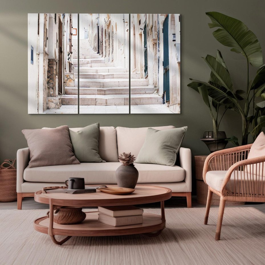 Obraz na płótnie 120x80 - Urokliwa uliczka w perspektywie - uliczka, perspektywa