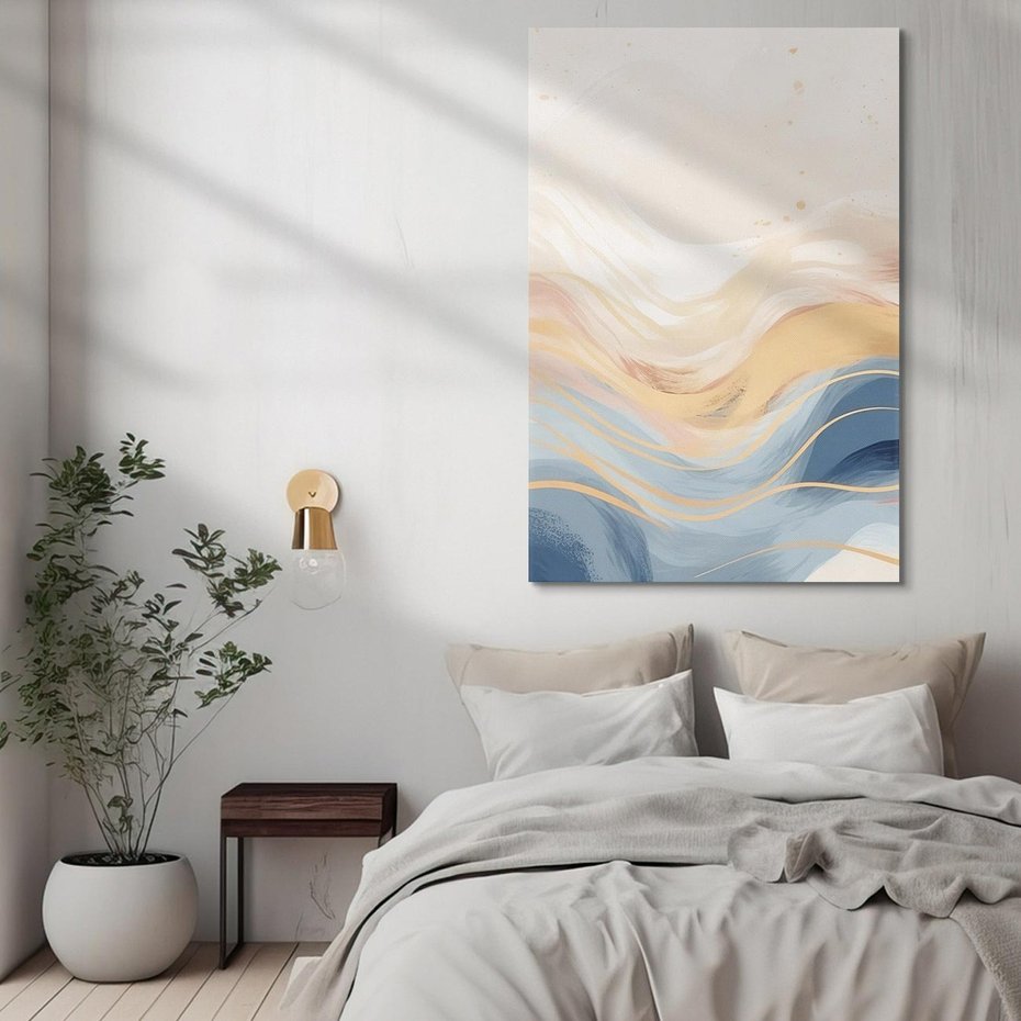 Obraz na płótnie 50x70 - Ukojenie Współczesności - abstrakcyjne fale, gładkie linie