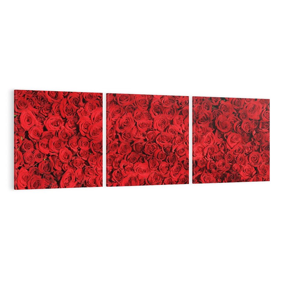Obraz na płótnie 120x40 - Czerwona Pasja - czerwone, róże