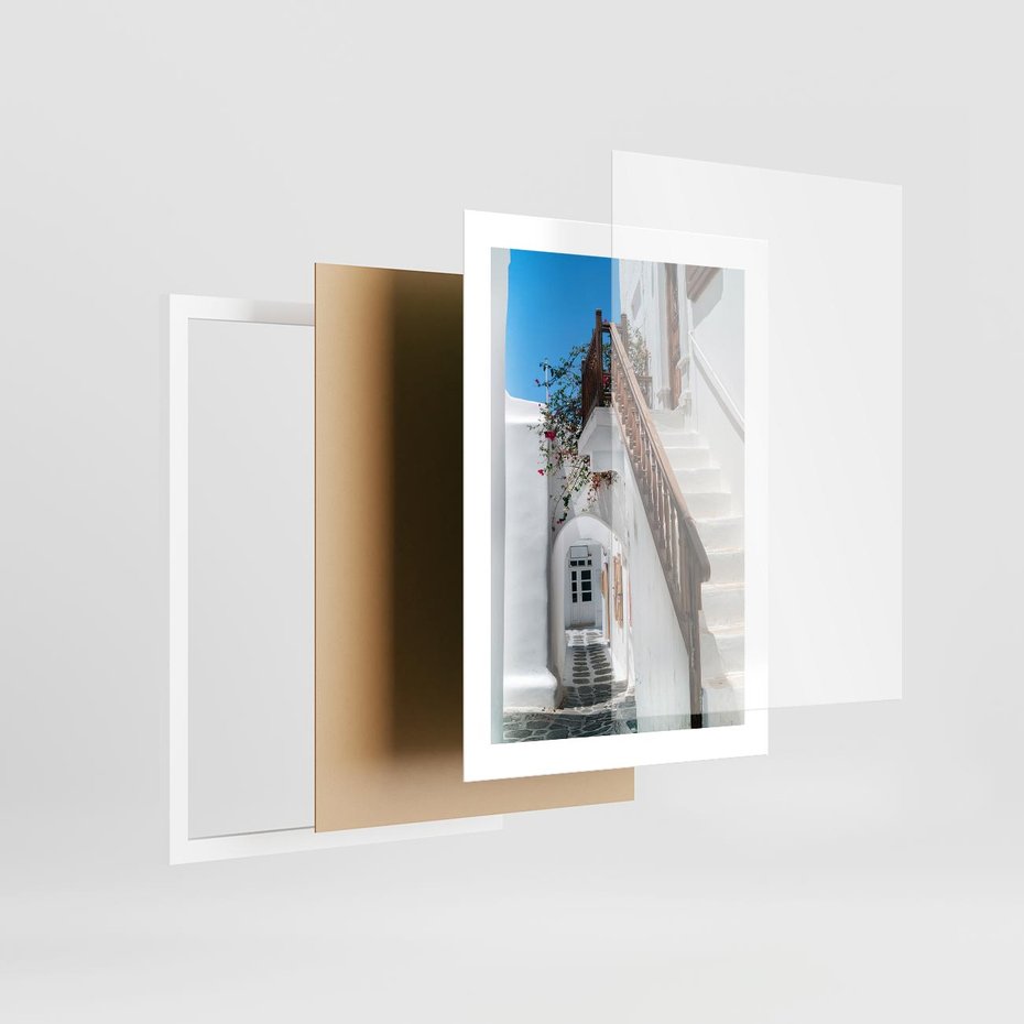 Plakat w ramie 30x40 - Schody Uliczką W dół - schody, uliczka - rama biała