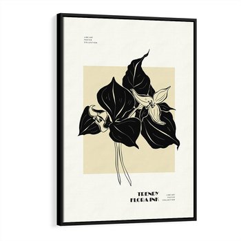 Obraz w ramie 70x100 - Ekspresja w szkicowanych kształtach - kwiaty, typografia - rama czarna