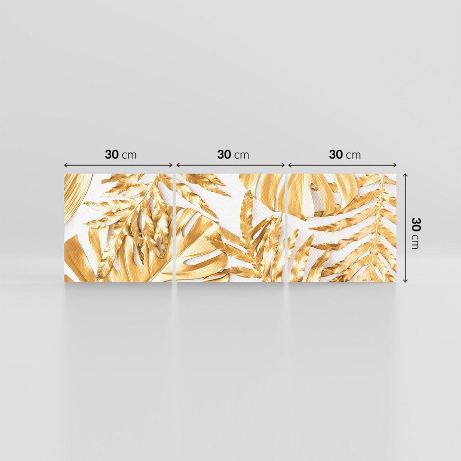 Obraz na płótnie 90x30 - Monstera Złote Liście - monstera, złote