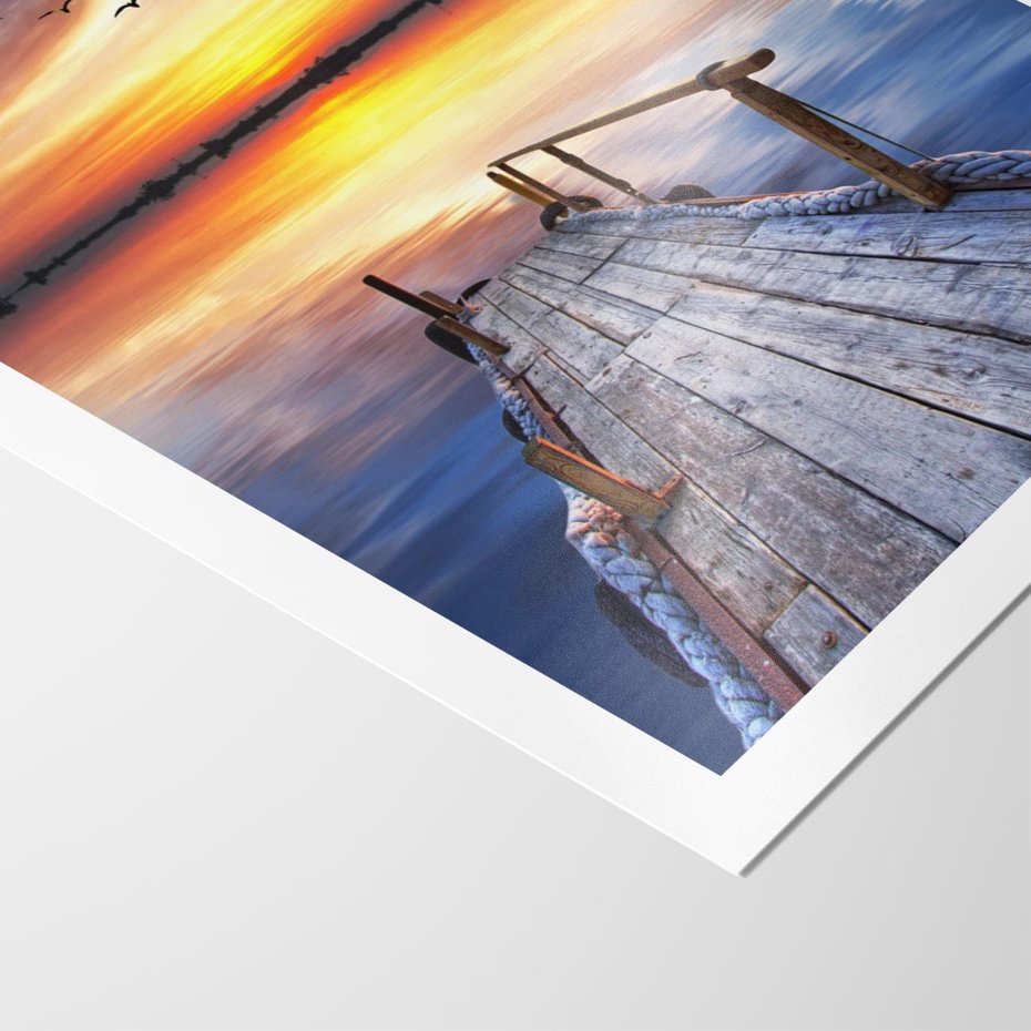 Plakat bez ramy 21x30 - Zachód słońca na pomostcie - pomost, zachód
