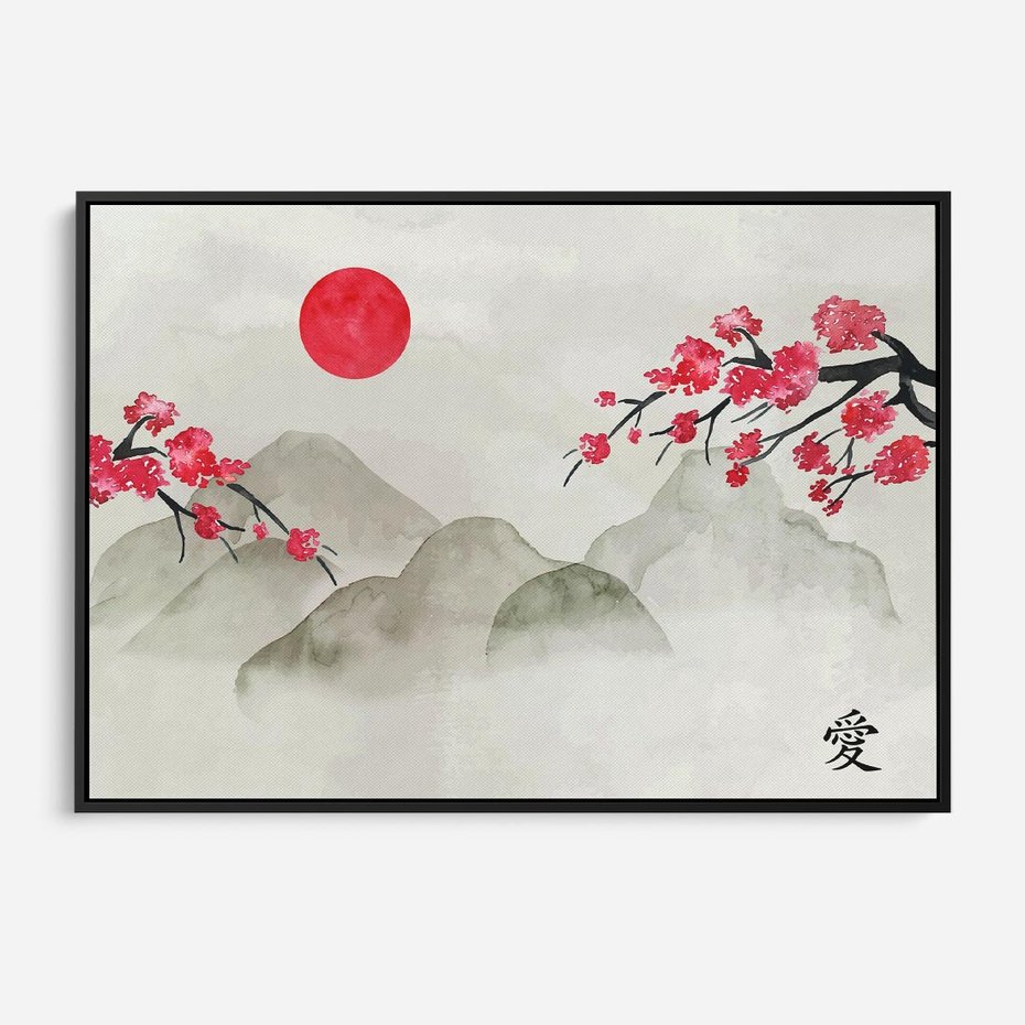 Obraz w ramie 100x70 - Harmonia Japandi - styl japandi, japonia - rama czarna