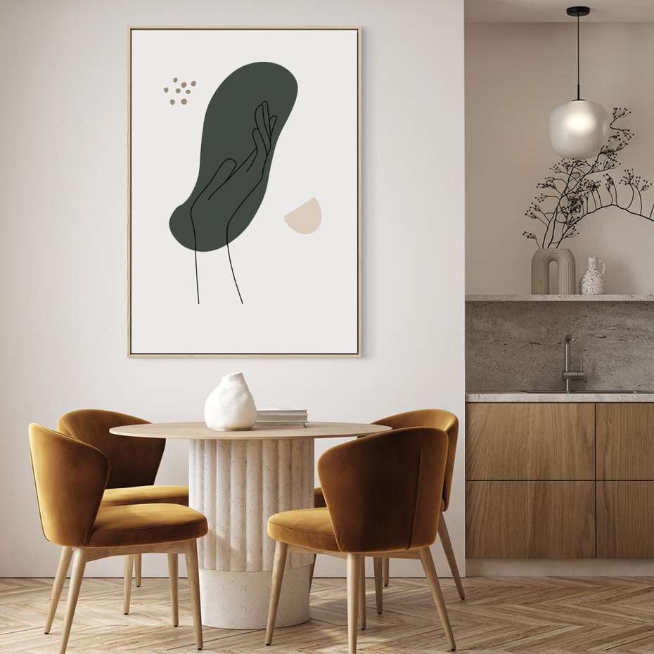 Obraz w ramie 80x120 - Tajemnicze Impulsy - szkic jedną linią, one lone - rama drewno