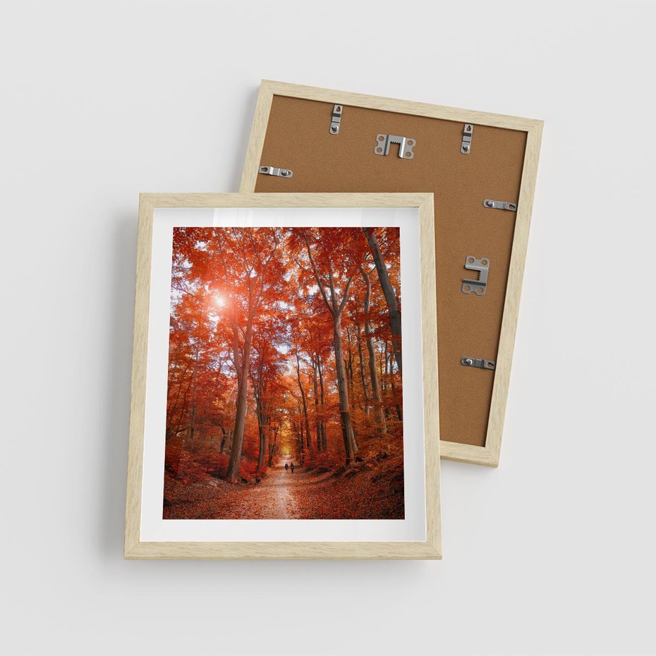 Plakat w ramie 40x50 - Magia jesiennego lasu - las, jesień - rama drewno
